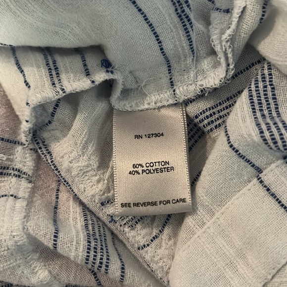 John Mark White Navy Stripes SZ M Cotton Blend Button Tunic Top - Picture 6 of 7